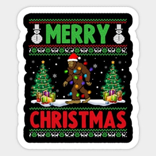 Funny Bigfoot Lover Xmas Lighting Bigfoot Merry Christmas Pajama Sticker